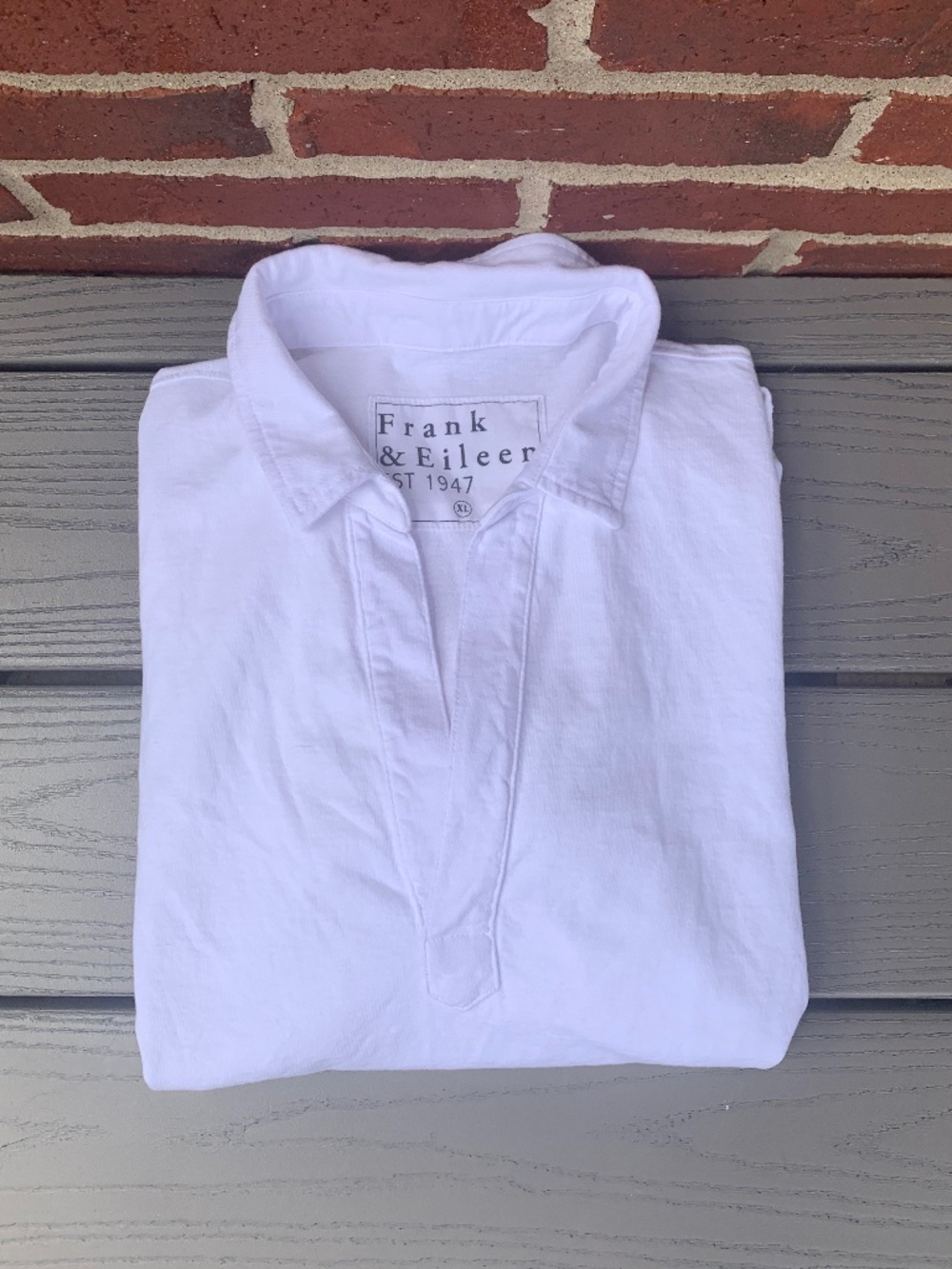 Frank & Eileen White Long Sleeve Polo Top